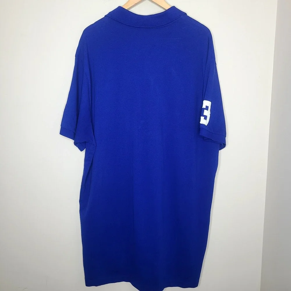 POLO RALPH LAUREN Men's Big And Tall Mesh Triple Pony Polo Shirt Royal‎ Blue 2XB